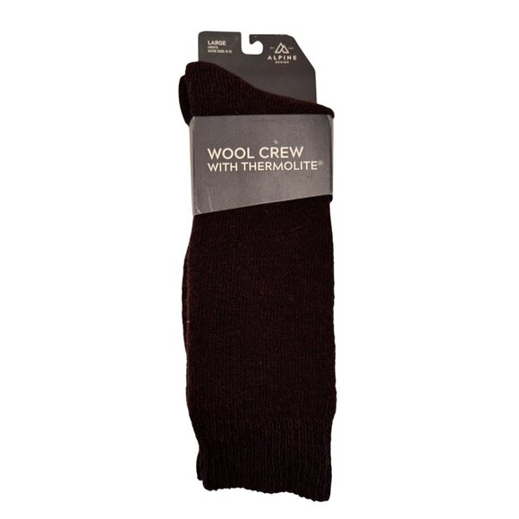 Alpine Design Wool Crew Thermolite Size Large Men's 9-12 Brown NWT Socks - Picture 1 of 4